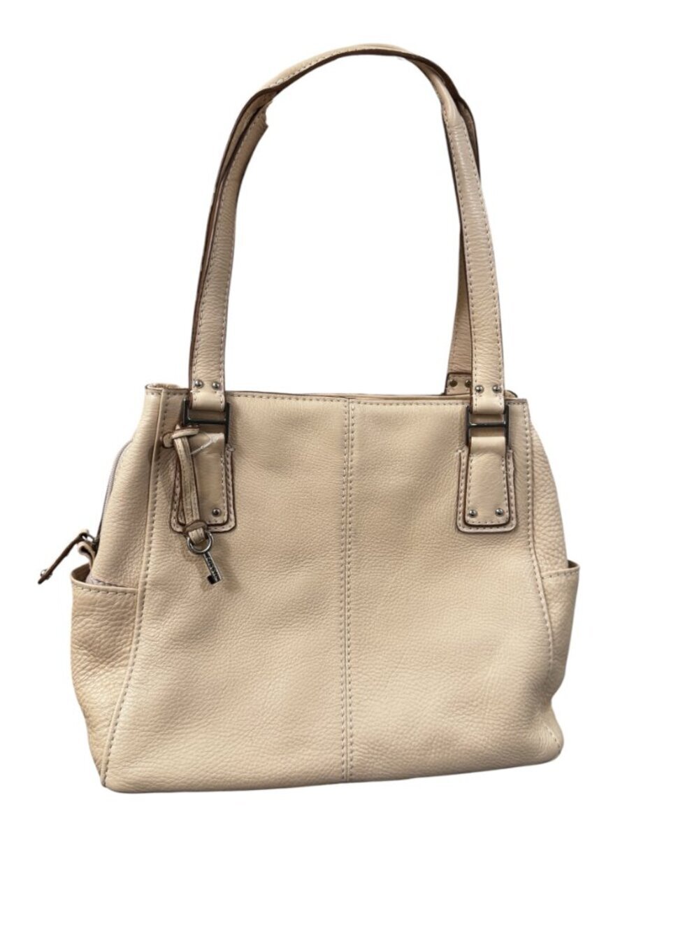 NWOT Fossil Beige Leather Shoulder Bag Large Tote Purse Everyday Carry - Picture 2 of 7